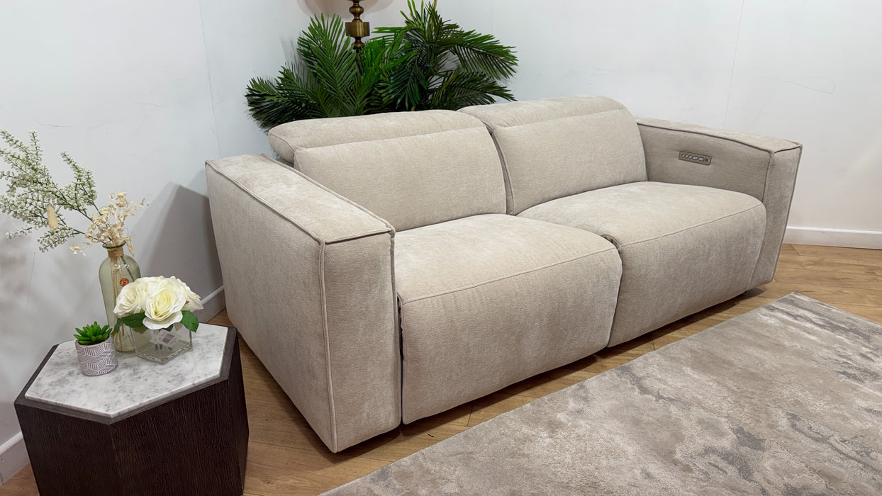 Sofology Horizon Fabric 2.5 Seater Power Recliner/Headrest in Textured Chenille Stone