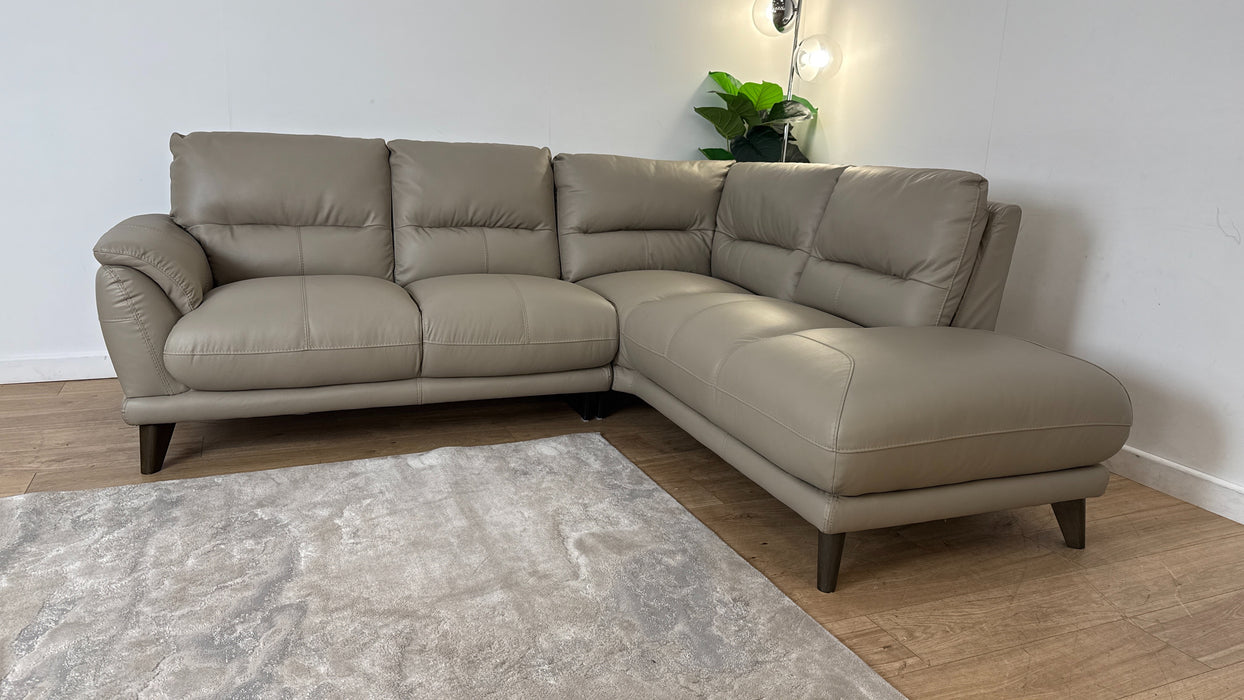 DFS Fargo Leather Corner Sofa in Taupe