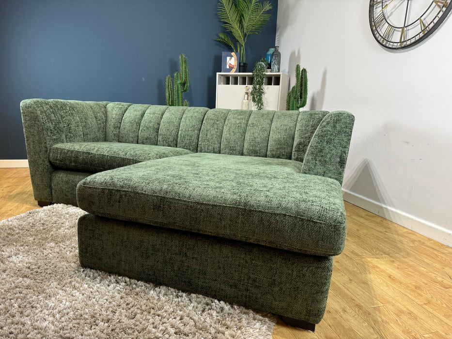 Downtown Fabric 4 Seater Chaise - Basketweave Forest Green - ( WA2 )