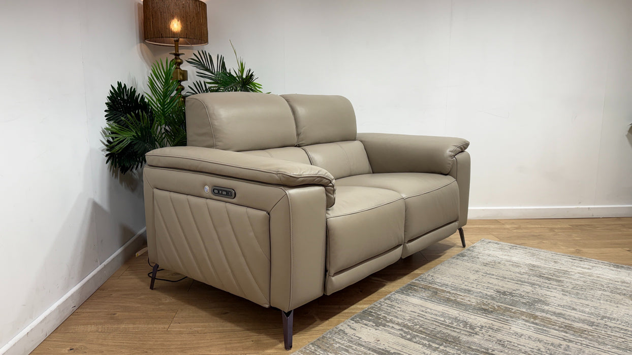 Sofology The Fratelli Leather 2 Seater Power Recliner/Headrest in Trusty Embossed Stone