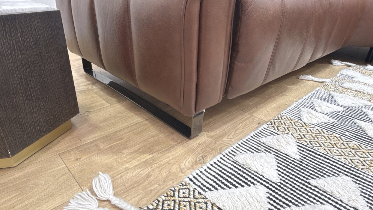 Sofology Ravello Leather 2 Corner 1 Power Recliner/Headrest Lumbar Support in Trusty Embossed Chestnut