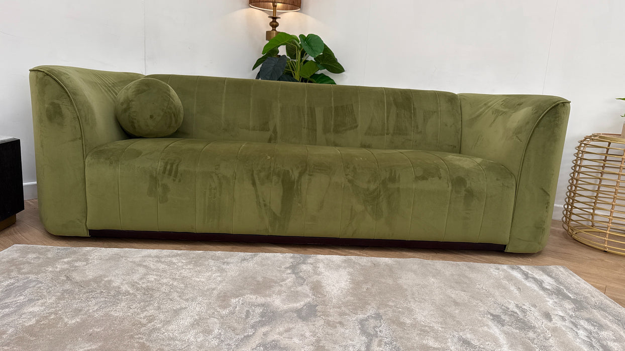 Sofology The Fitzrovia Fabric 4 Seater in Matt Velvet Olive Mix With Trim