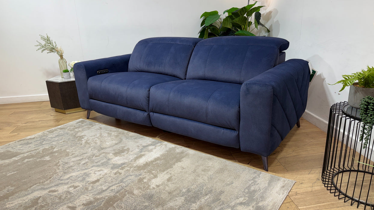 Sofology Allure Fabric 2.5 Seater Power Recliner/Headrest Lumbar Support in Lifestyle Flecked Navy