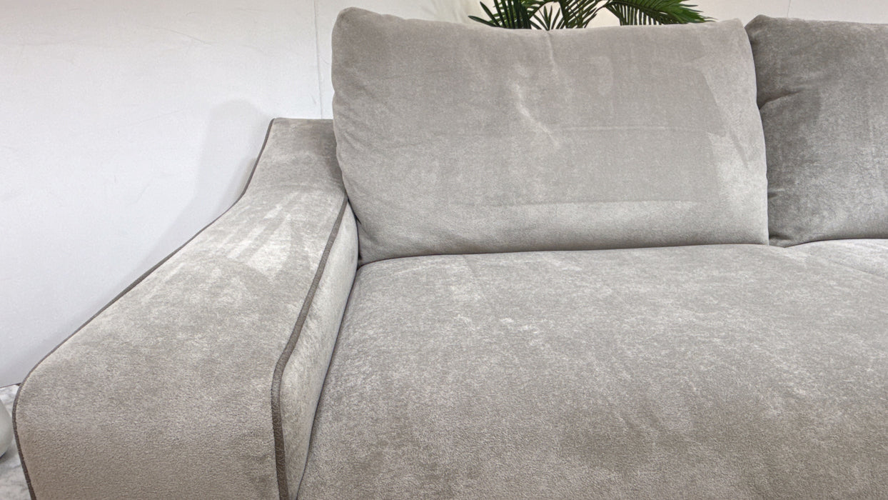 Sofology Wildwood Fabric 3 Seater in Soft Sherpa Silver Contrast Piping Mix
