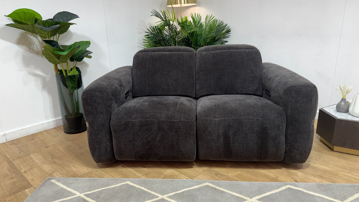 Sofology Lumiere Fabric 2 Seater Power Recliner/Headrest in Relaxed Chenille Raisin