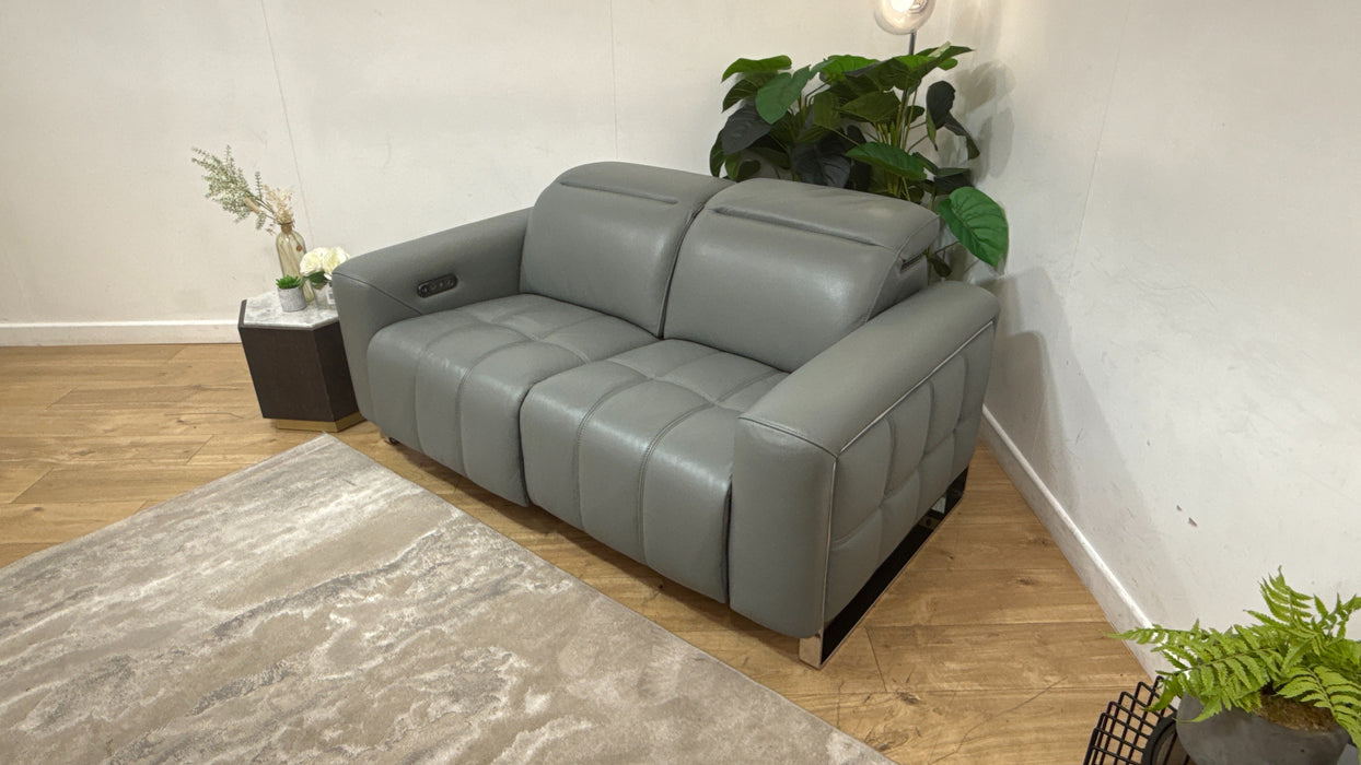 Sofology Marvella Leather 2 Seater Power Recliner in Trusty Sheen Granite Teal
