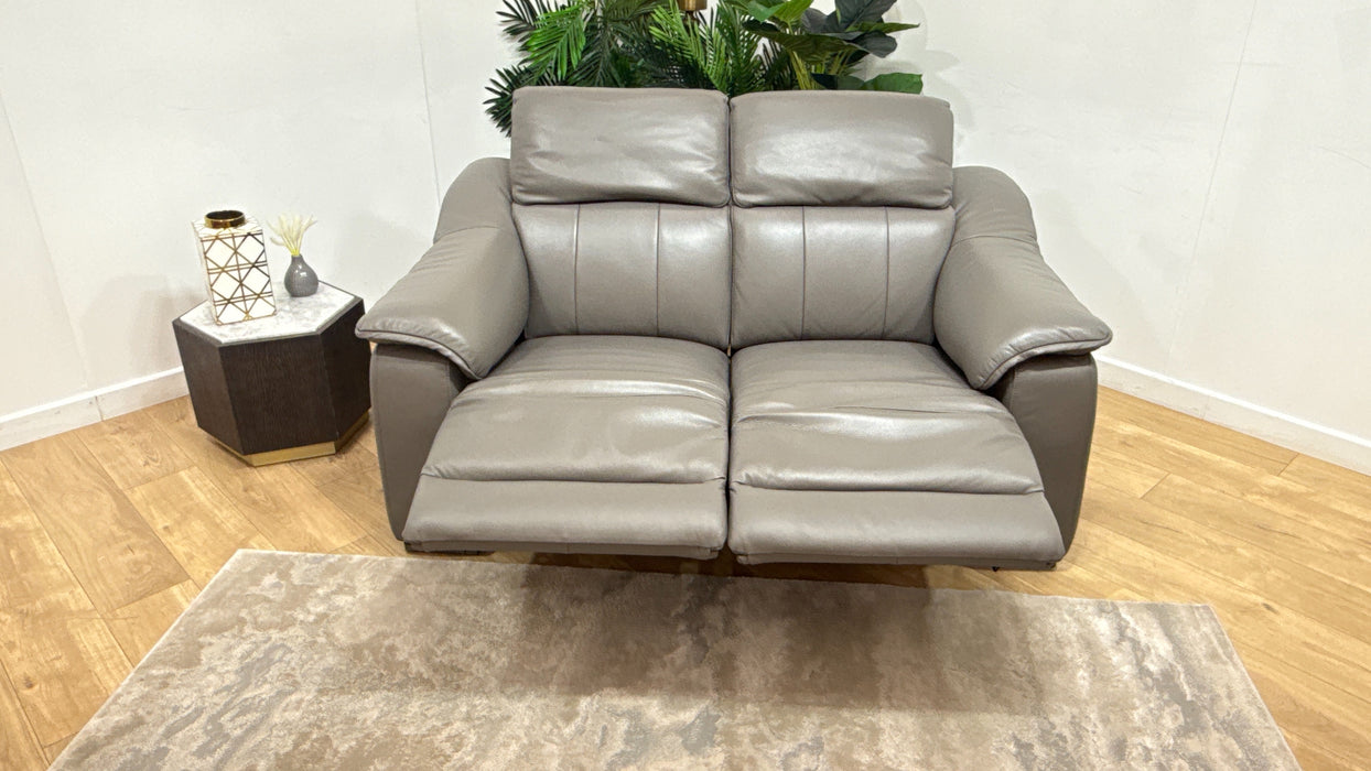 Sofology Carrera Leather 2 Seater Power Recliner/Headrest in Trusty Embossed Elephant