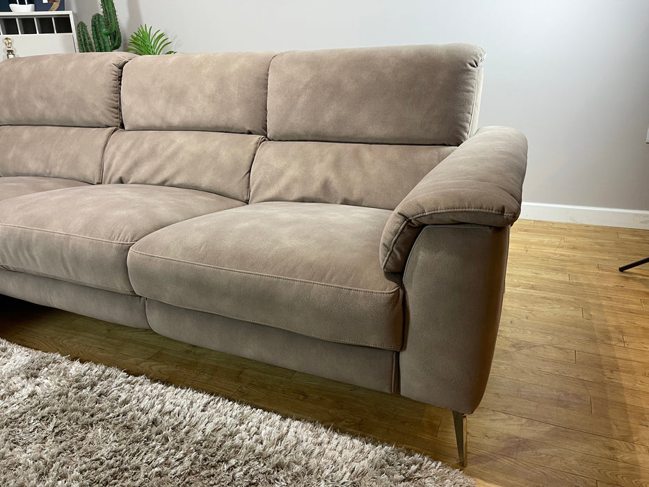 Illinois Fabric 1 Seater Corner 2 Seater - Lifestyle Mottled Latte - Power Recliner (WA2)