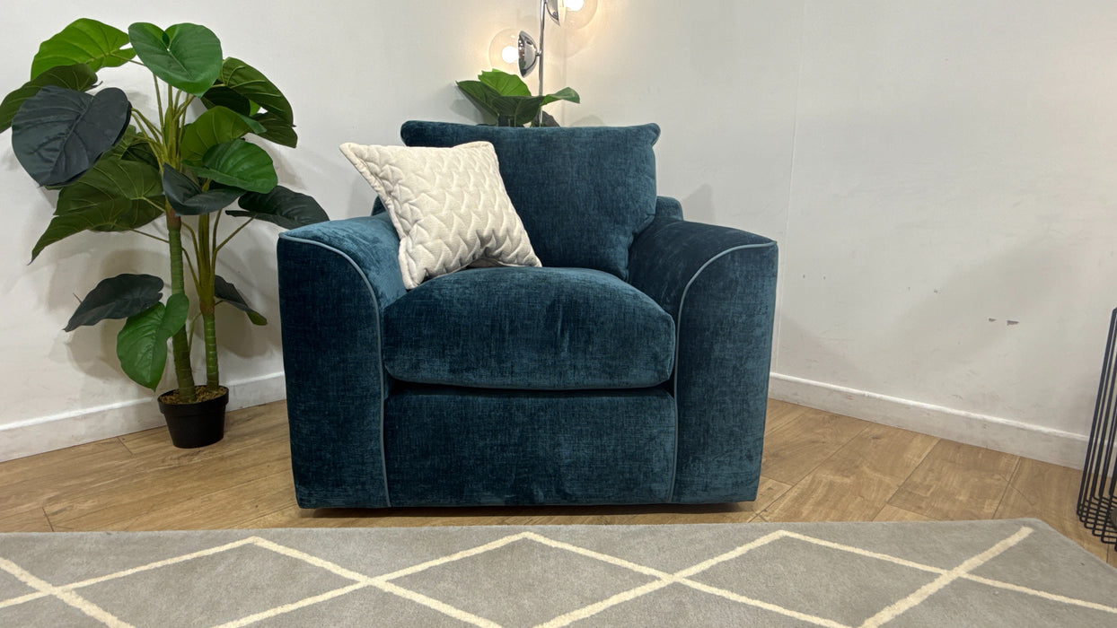 Sofology Georgio Fabric Chair Extra Flex Seats in Luxe Chenille Teal Mix