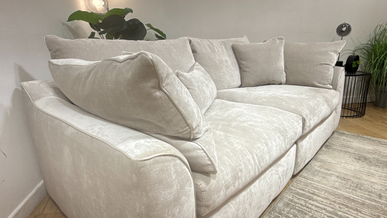 Sofology Georgio Fabric 4 Seater Split Feather Flex Seats in Luxe Chenille Oyster Mix