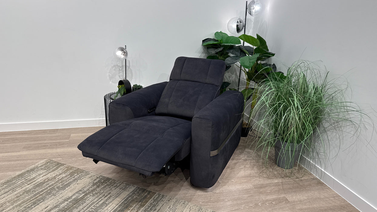 Sofology Lumiere Fabric Chair Power Recliner/Headrest in Lifestyle Flecked Anthracite