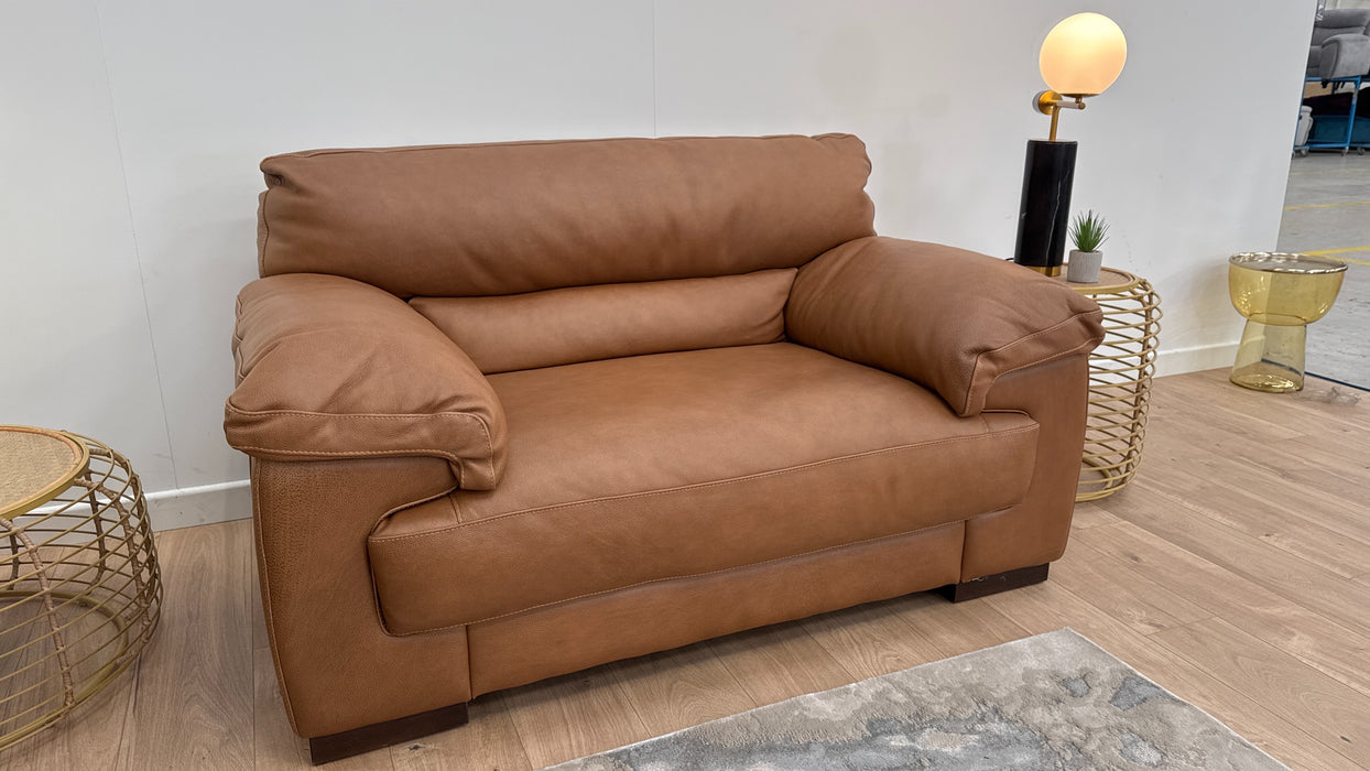 Santino 3 Seater - Loveseat - Footstool - Leather Sofa - Apollo Tan