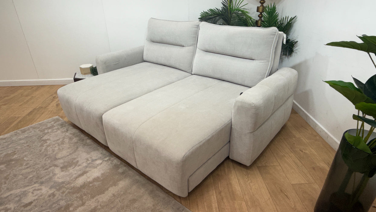 Sofology Sanctuary Fabric 3 Seater Double Power Chaise Power Motion Back in Relaxed Chenille Stone