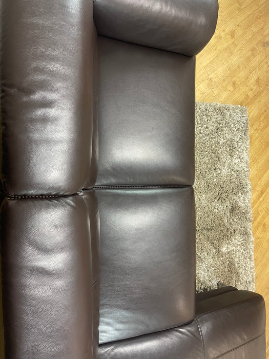 Illinois Chaise 3 Seater Sofa Power Recliner Power Headrest Trusty Soft Sheen Rich Brown Leather