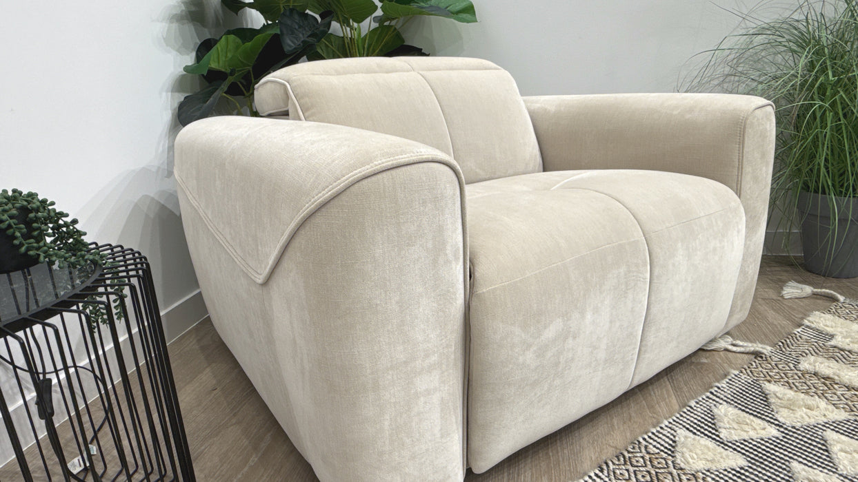 Sofology Riviera Loveseat Power Recliner Fabric Chair in Chenille Cotton