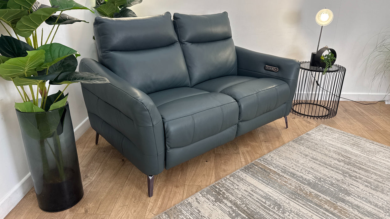 Sofology The Renato 2 Seater Recliner Sofa in Trusty Embossed Leather Peacock