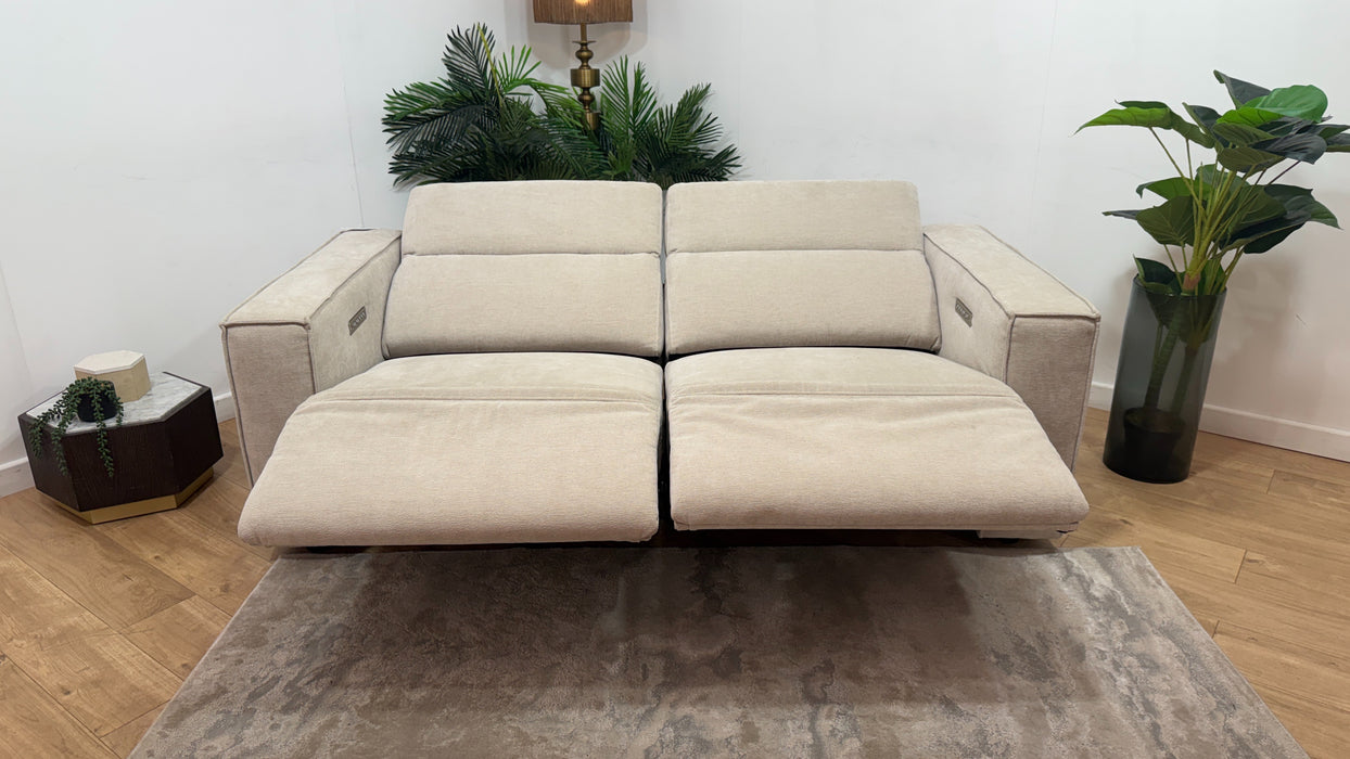 Sofology Horizon Fabric 2.5 Seater Power Recliner/Headrest in Textured Chenille Stone