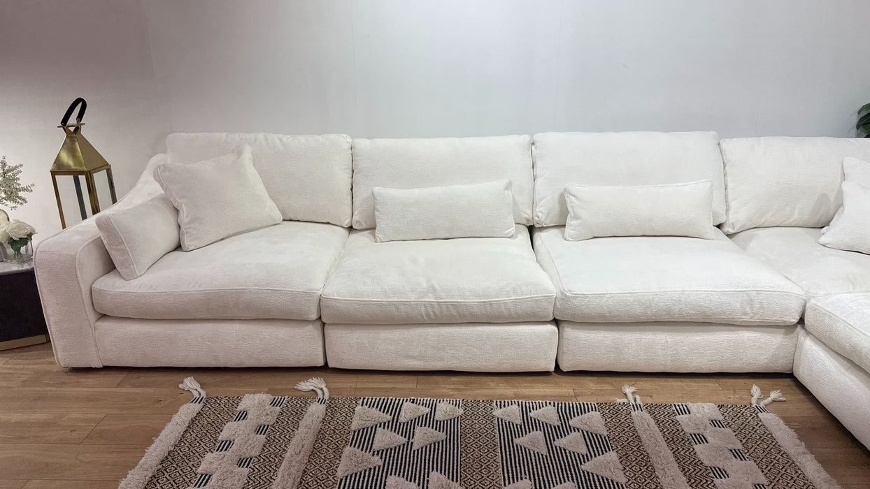 Sofology Bellagio Fabric 3 Corner 3 Reversible Feather Flex Seats in Chunky Luxe Chenille Snow