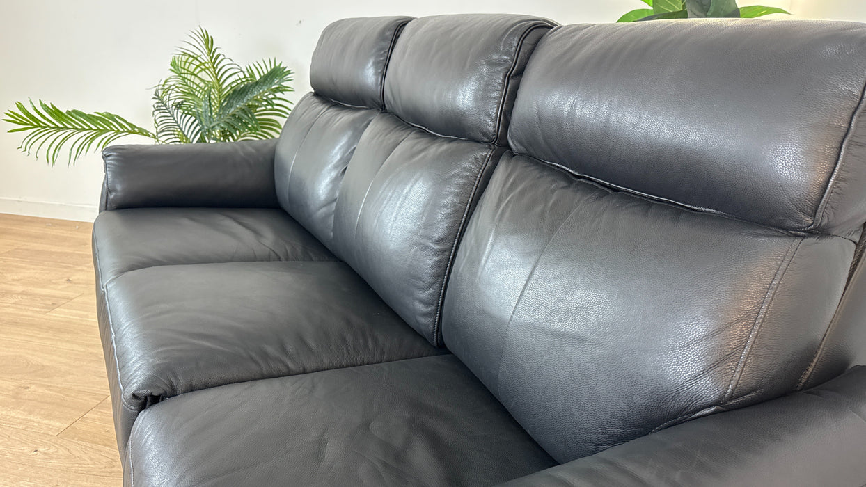 Parker 3 Seater - Leather Power Reclining Sofa - Jet Black