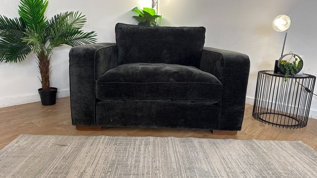 Sofology Cavalli Fabric Loveseat in Deluxe Chenille Slate Mix