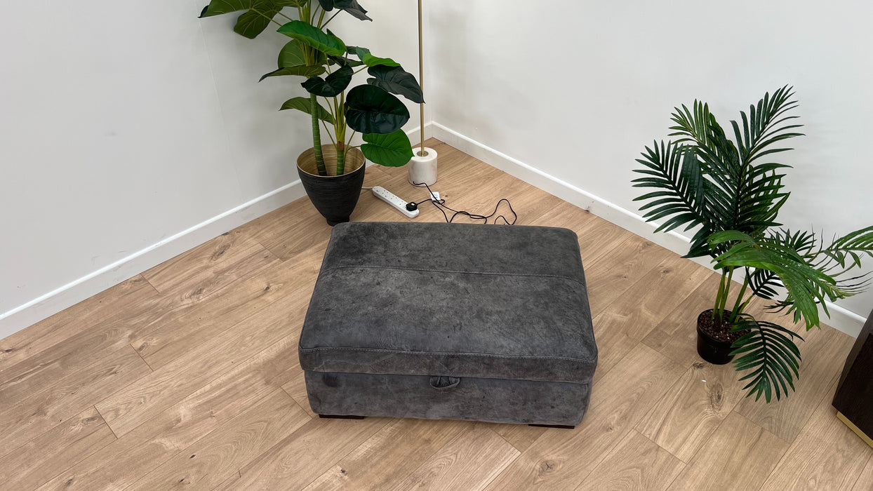 Mazzini Leather Storage Footstool - Utah Grey