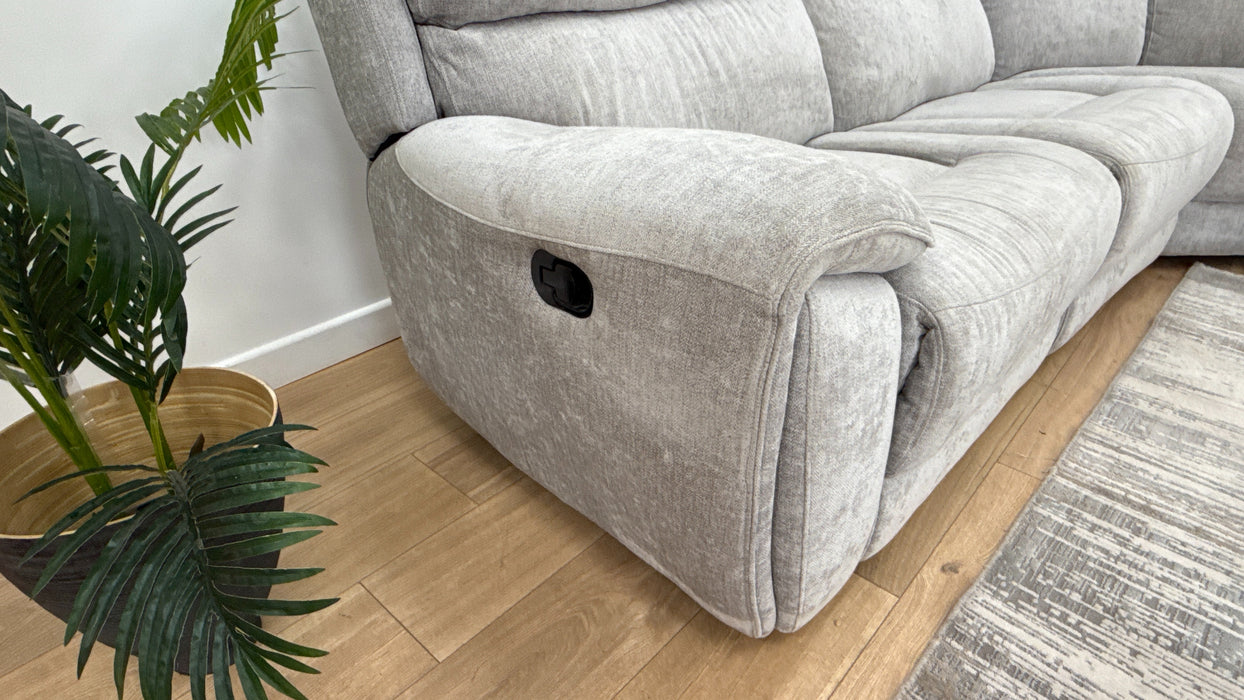 Sofology The Radley 1.5 Corner 2.5 Console Fabric Recliner Sofa in Meo Silver Grey