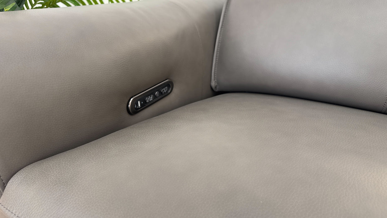 Sofology The Premiere 2.5 Seater Recliner Sofa Console in Trusty Embossed Leather Grey