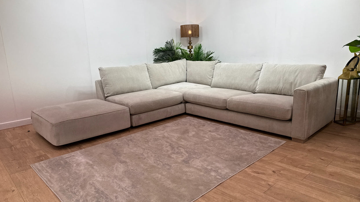 Sofology Majestica Fabric Chaise 1 Corner 3 in Soft-Chenille Linen