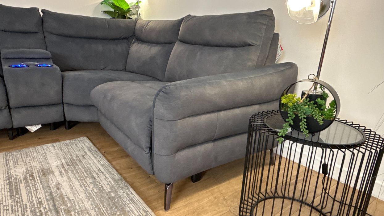 Sofology Renato Fabric 3 Corner Console 1.5 Power Recliner in Lifestyle Flecked Charcoal