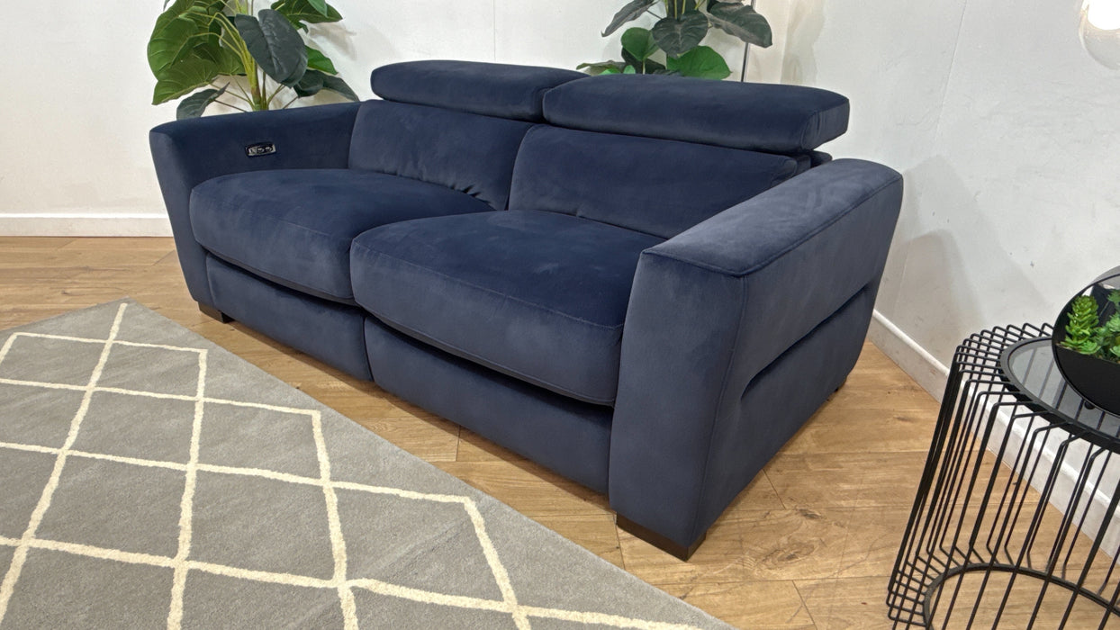 Sofology Metropolitan Fabric 3 Seater Power Recliner in Lifestyle Mottled Navy Blue