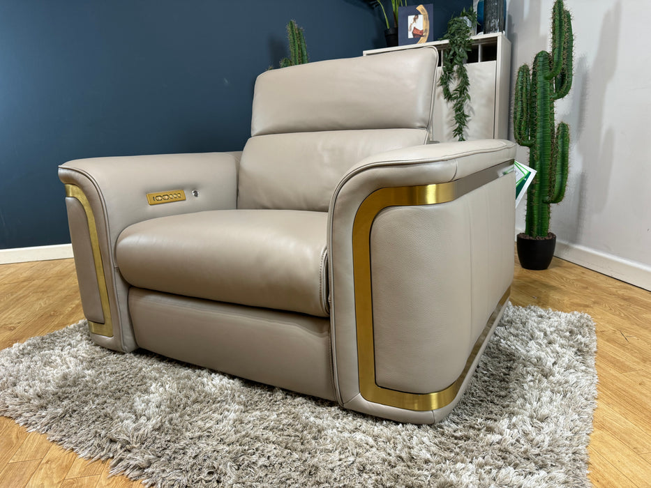 Plaza Leather Loveseat - Embossed Stone - Power Recliner - Powerheadrest - Heated Seat - ( WA2 )