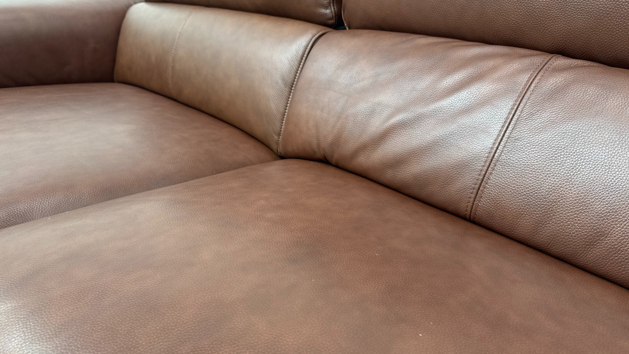 Sofology Fratelli Leather 2.5 Seater Power Recliner/Headrest in Trusty Embossed Chestnut