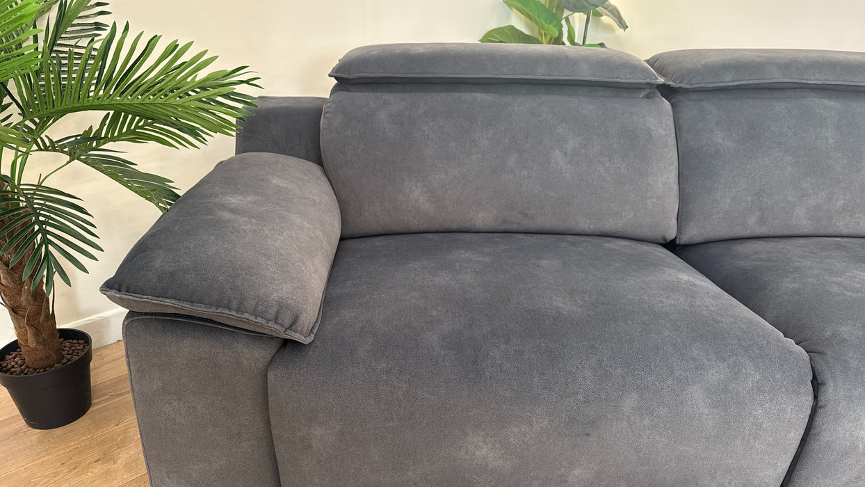 Sofology Benz Fabric 3 Seater Power Recliner/Headrest in Lifestyle Flecked Charcoal
