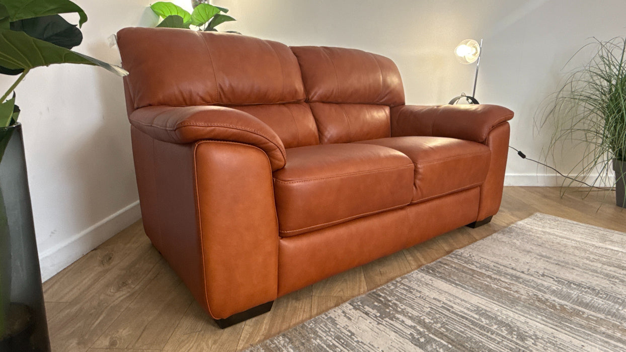 Sofology Santina Leather 2 Seater in Relaxed Soft Amber
