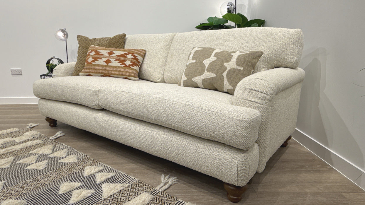 Sofology Hampton Fabric 3 Seater in Chunky Knit Chenille Natural/Burnt Sienna Mix