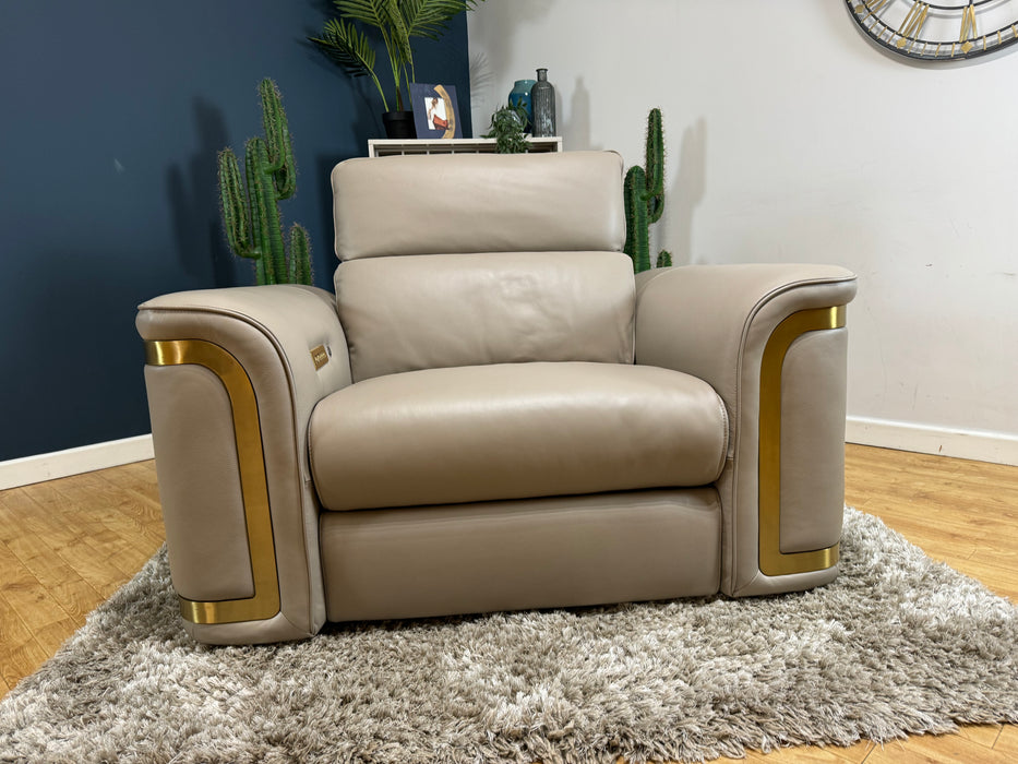 Plaza Leather Loveseat - Embossed Stone - Power Recliner - Powerheadrest - Heated Seat - ( WA2 )