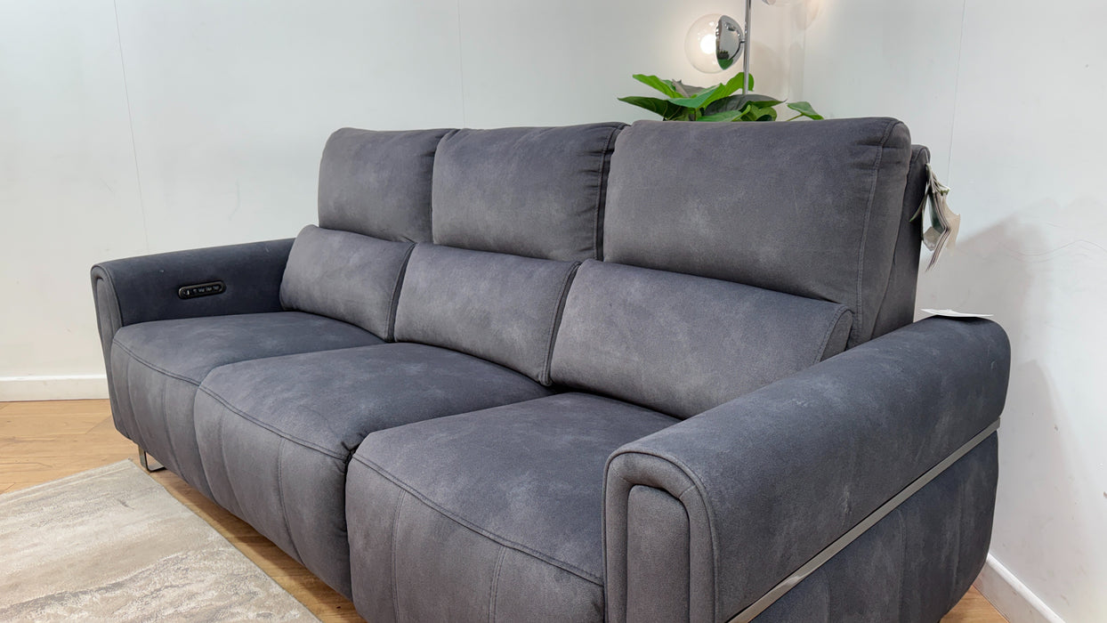 Sofology Ravello Fabric 3 Seater Power Recliner/Headrest Lumbar Support in Lifestyle Flecked Charcoal