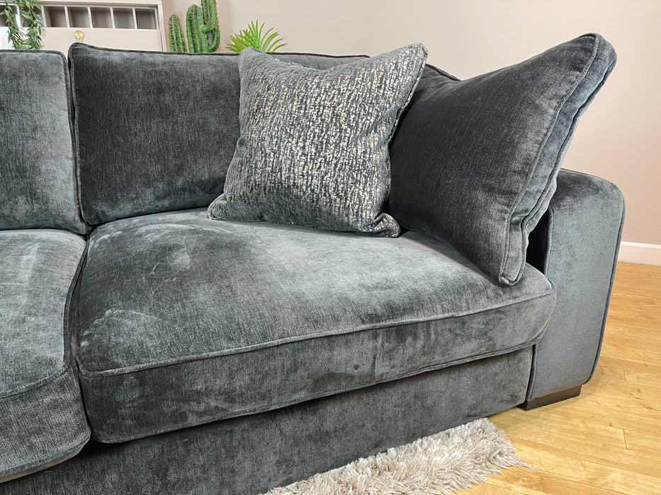 Laurent Fabric 4 Seater - Luxury Deep Pile Chenille Slate Mix - Foam Seats (WA2)