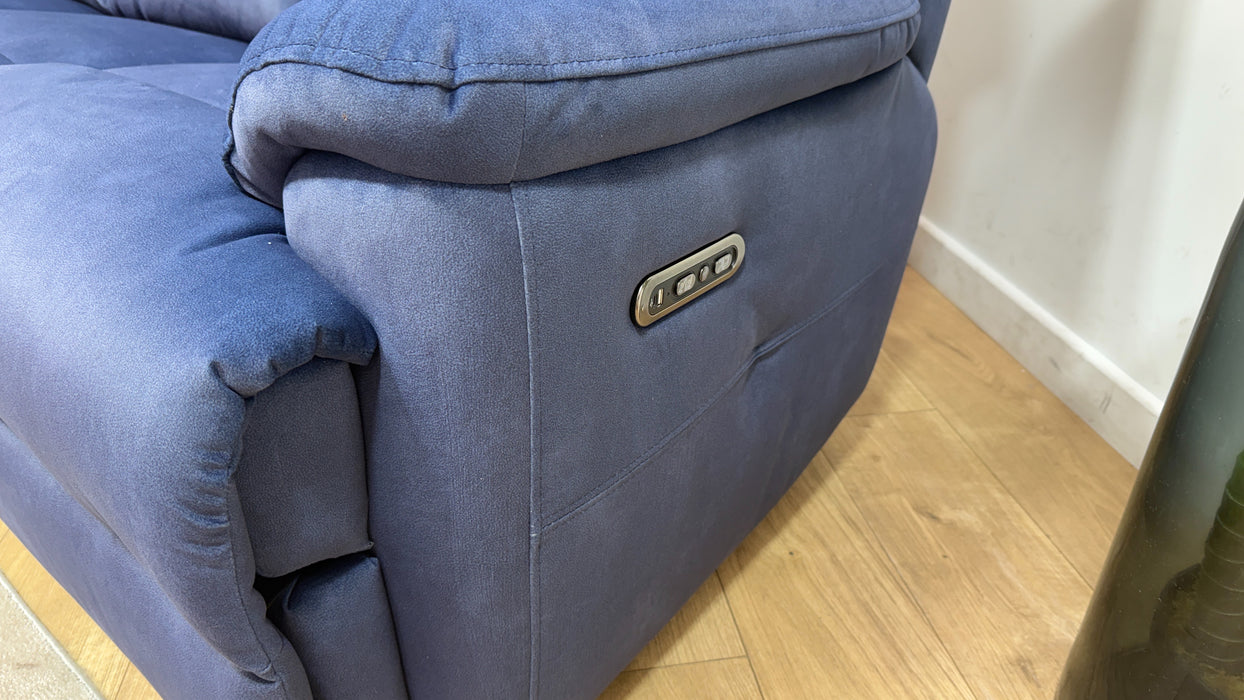 Sofology Gracie Fabric 3 Seater Power Recliner/Headrest in Lifestyle Flecked Navy