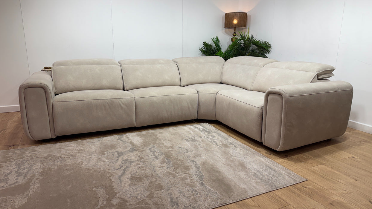 Sofology Premiere Fabric 3 Corner 1.5 Power Recliner/Headrest in Lifestyle Flecked Ivory
