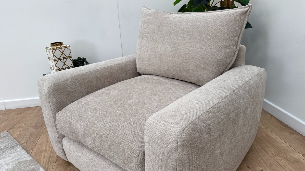 Sofology Haven Fabric Chair Full Back Fibre/Foam Seats in Cosy Chenille Pebble