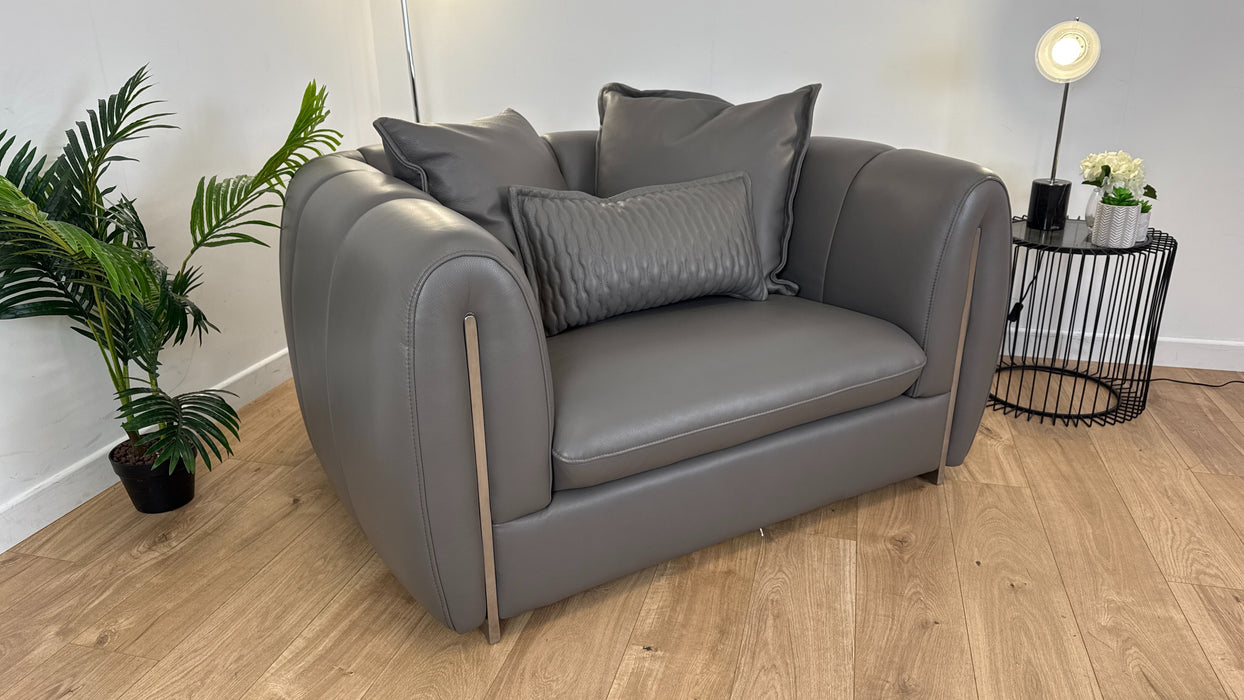 The Empress Loveseat - Leather - Grey