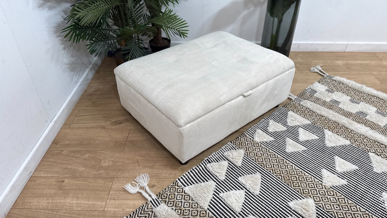 Sofology Ascot Fabric Storage Footstool in Texture Chenille Natural