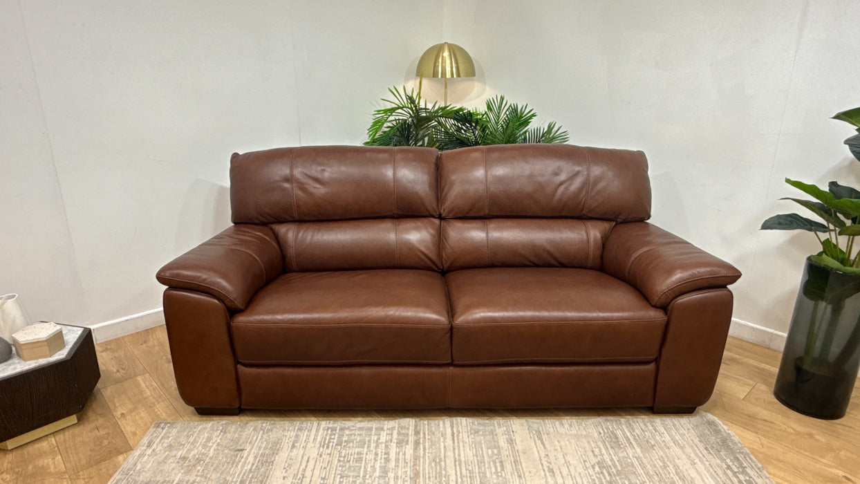 Sofology Santina Leather 3 Seater in Relaxed Soft Leather Brown