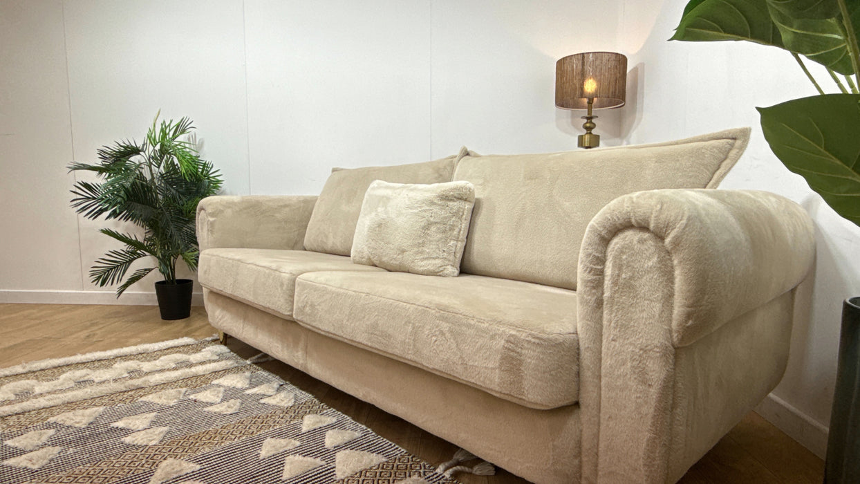 Sofology Sample 4 Seater Split in Sample Soft Short Pile Faux Fur Natural Mix