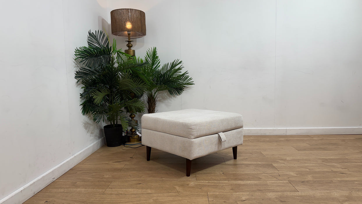 Sofology Hackney Fabric Storage Memory Foam Footstool in Linen Look Chenille Mist