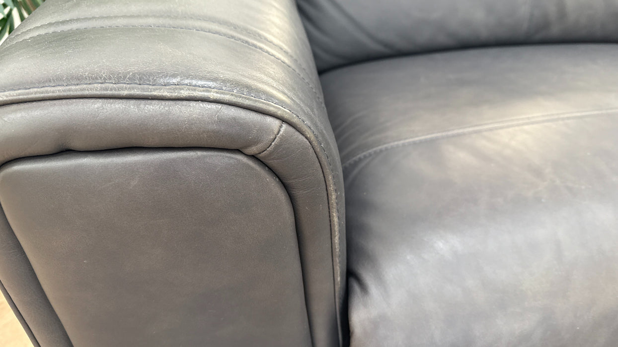 Sofology Mason Leather 3 Seater Power Recliner/Headrest in Relaxed Matt Charcoal