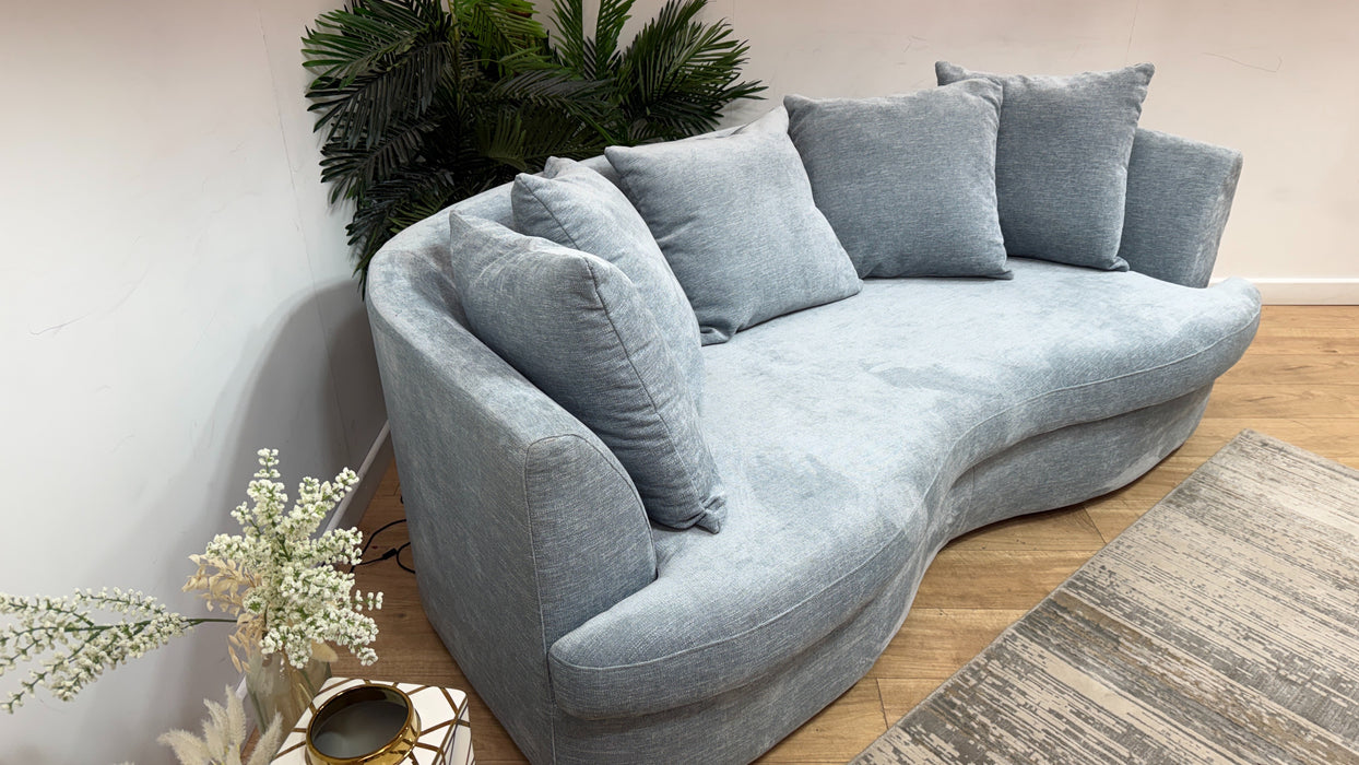 Sofology Chloe Fabric 4 Seater Pillow Back in Linen Look Chenille Sky Mix