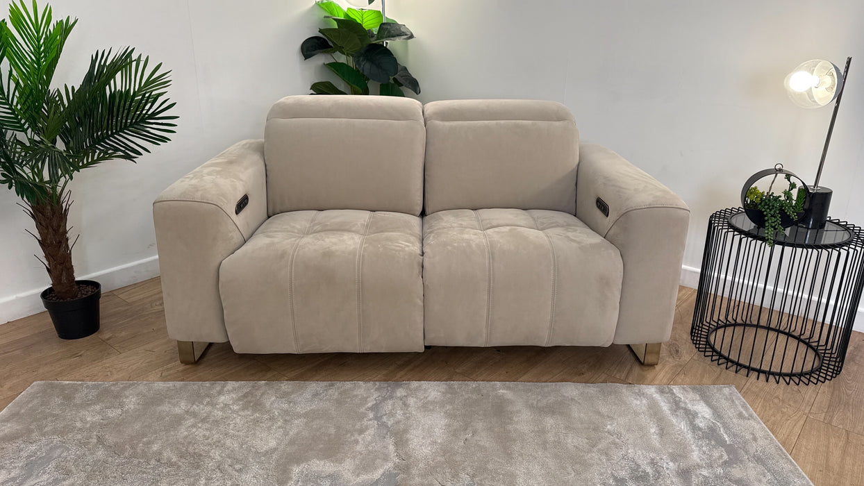 Sofology Marvella Fabric 2 Seater Power Recliner/Headrest in Lifestyle Nubuck Feel Stone