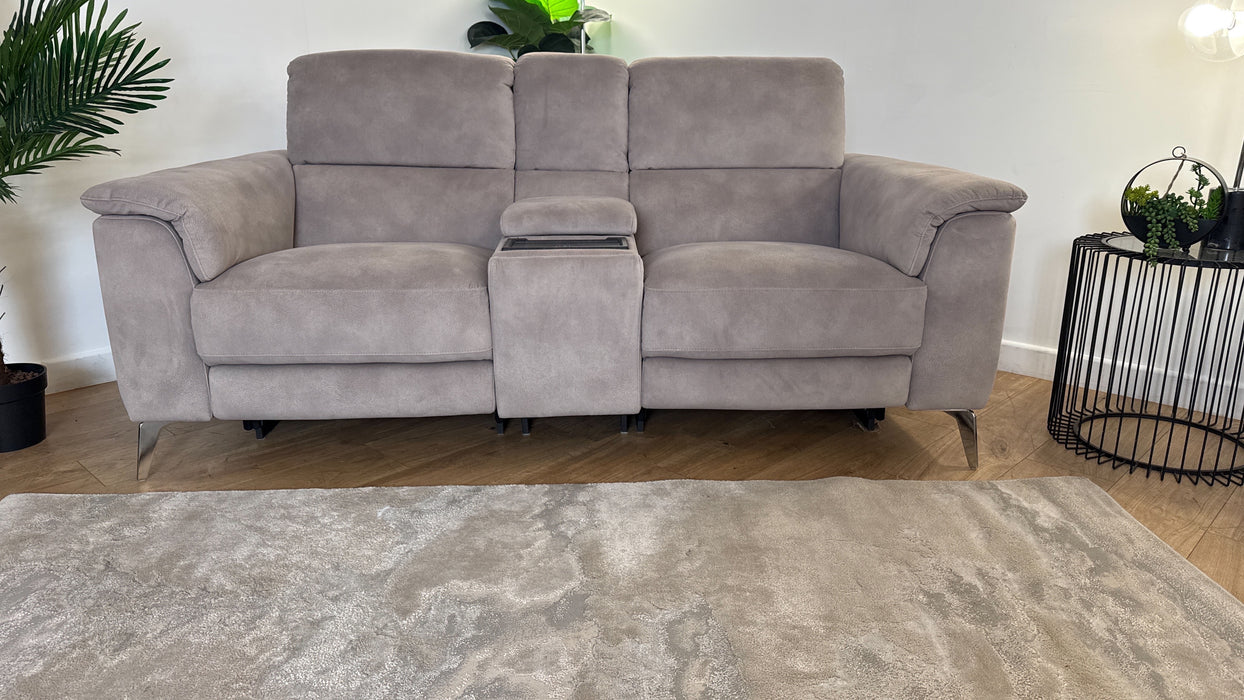 Sofology Illinois Fabric 2 Seater Console Power Recliner/Headrest in Lifestyle Mottled Marble